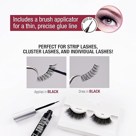i-Envy by KISS Super Strong Hold Eyelash Adhesive Waterproof, Long-Lasting Strip Lash Glue, Natural-Looking Allergy & Latex Free with Brush Applicator (Black, 2 Pack)