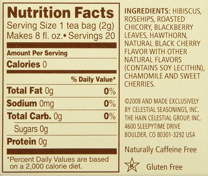 Celestial Seasonings Black Cherry Berry Tea Bags, 20 Count (Pack of 2)