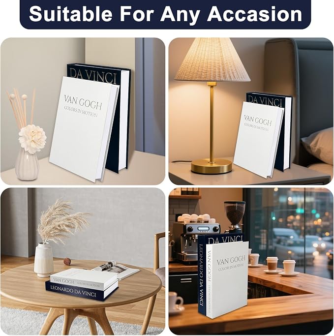 SUPERNIGHT Aesthetic Decorative Books for Home Decor, Set of 2 Linen Boxs | Storage Boxes for Living Room, Office, Coffee Table Decor, Elegant Fake/Faux Books, Hide Photo, Keepsake, Black+White
