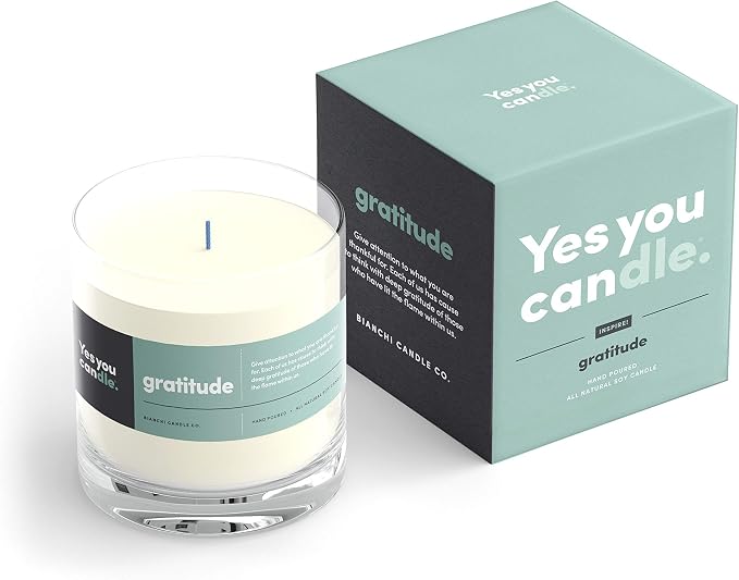 Yes You Candle - Gratitude, Bergamot & Citrus, Highly-Scented, Inspirational Soy Candle, Made in USA, Pure Essential Oils, Aromatherapy, 8 oz