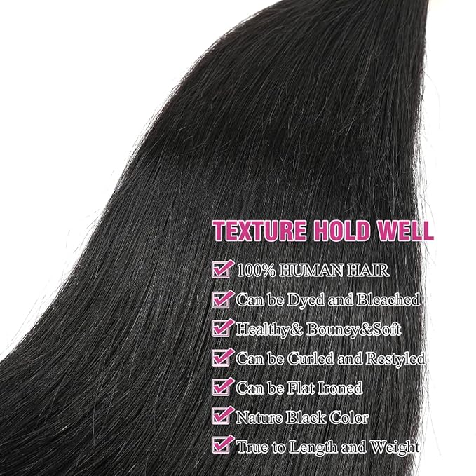 Human Hair Bundles Brazilian Straight Human Hair Bundles 20 22 24inch 100% Unprocessed Virgin Straight Weave Bundles Raw Human Hair 3 Bundles Deals Natural Black for woman