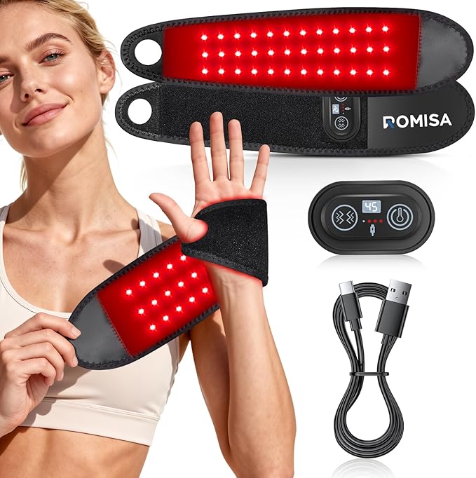 Red Light Therapy for Hand Wrist, 3000mAh Wireless Controller, Near Infrared Light Therapy Wrist Brace & Red Light Therapy Wrist Wrap Pad for Faster Recovery