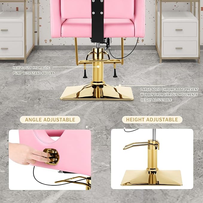 Heavy Duty Barber Chair, 360° Swivel Reclining Salon Chair for Hair Stylist, Height Adjustable Hydraulic Hairdressing Chair with Footrest for Barber Shop, Beauty Salon, Hairdressers
