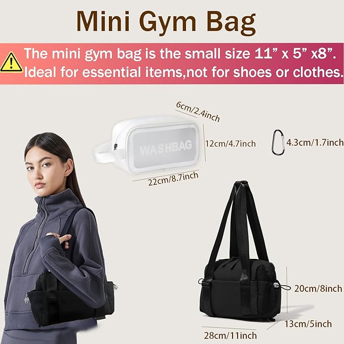 Mini Gym Bag for Women, Small Tote bag with Wet Compartment and Toiletry Bag for Yoga, Pilates, Swimming
