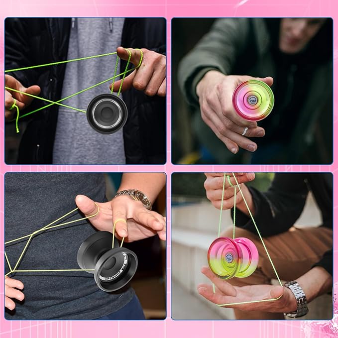 WATIEOBOO 2-Piece Yo-Yo Set - P02 Beginner PC YoYo + W21 Pro Metal yoyo Responsive and Non-Responsive Dual Mode Yo Yo Top Finger Spin, Yoyo Tricks, yoyo for Beginners and Professional Adults