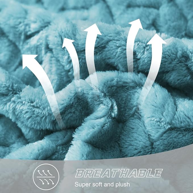 Exclusivo Mezcla Fleece Throw Blanket for Couch Sofa, 50”x70”, Slate Blue | Oversized Soft Cozy Fluffy Blankets for Summer, Decorative Plush Flannel Throws for Living room, Bedroom with Leaves Pattern