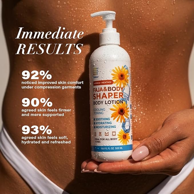 Arnica Cooling Scar Care & Skin Firming Body Lotion | Comfort Care for Compression Garments, Faja, Lipo Foam, Waist Trainer & Body Binder. For recovery after liposuction, 360 lipo, BBL - 16.9 Oz