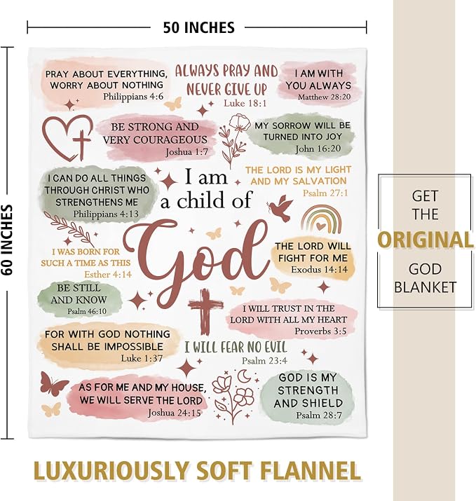 Christian Gifts for Women, Christian Blanket, Birthday Gifts for Women | Baptism Gifts for Girl, Teen Girl Gifts Trendy Stuff, I Am a Child of God Blanket, First Communion Gifts for Girls(50 * 60)