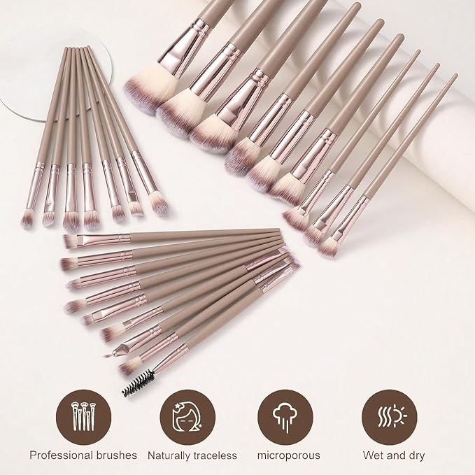 HGHDBT 44Pcs Brown Makeup Brushes Set Professional Makeup Kit Multi-functional Makeup Tool Set with Facial Makeup Accessories, Foundation Makeup Brush Kit Eye and Face Make up Brushes & Tools