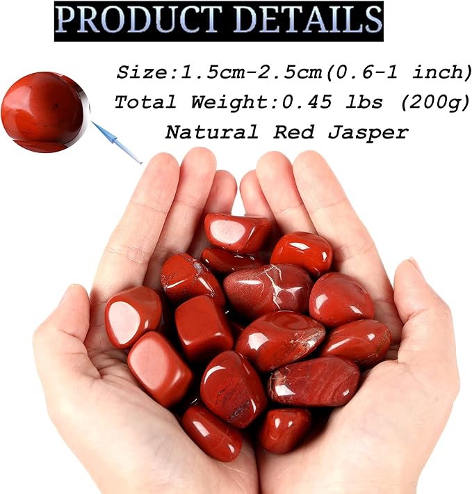 DUQGUHO Red Jasper Healing Crystals Stones Set Natural Tumbled Polished Irregular Pebble Stones Fish Tank Rocks 0.45 lbs