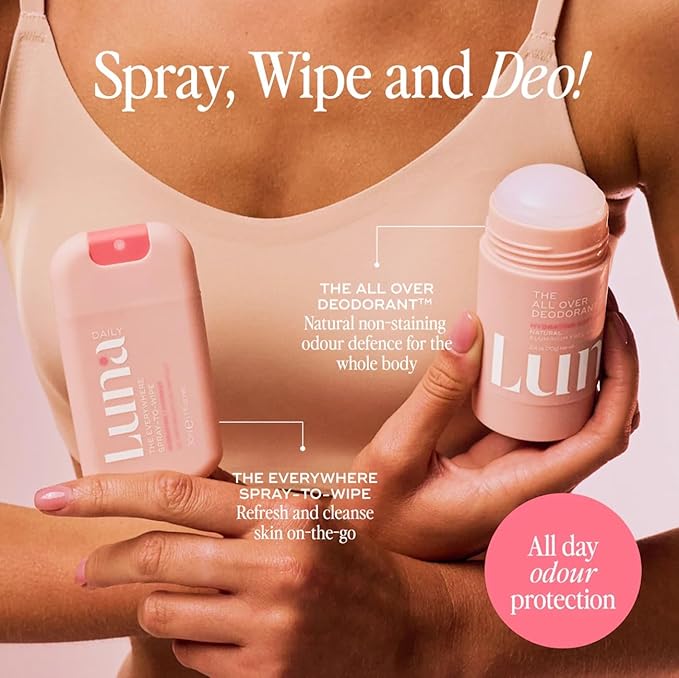 Luna Daily Body Cleansing Spray | Hydrating pH-Balanced Feminine & Body Mist | Gentle & Moisturizing for Intimate Hygiene, Underarms & Private Parts | Travel Essential for Women, Gym & Daily Care,30ml
