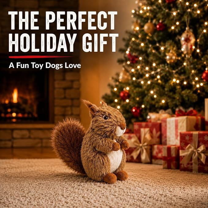 Squirrel Dog Toy Squeak Toys Plush Pet Toys | Interactive Stuffed Animal Toy Stuffed Animals Chew Toy for Dogs | Plush Puppy Toy | Stuffed Squirrel Dog Toy