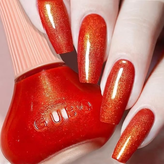 Major Dijit Quick Dry Nail Polish Gold Red Summer Nail Lacquer for Nail Art Regular Nail Polish 0.41 fl oz.
