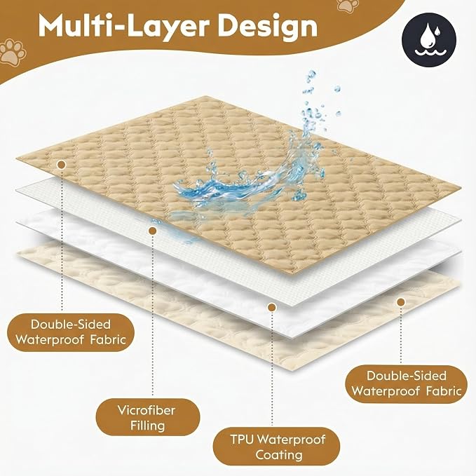 FunFurry Waterproof Dog Blanket, Couch Cover for Dogs Washable, Reversible Dog Bed Cover, Couch Furniture Protector. (Dark＆Light Beige, 30 X 53 Inch - 1 Pack)