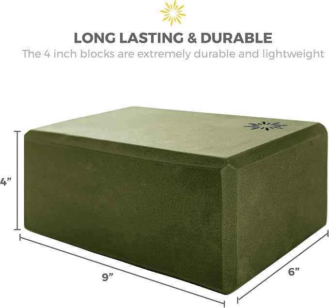 4" Yoga Block, 10 Pack Bulk EVA Foam Yoga Blocks, Firm and Supportive Yoga Brick, Balance Foam for Stretching, Pilates, and Workout, 4" x 6" x 9"