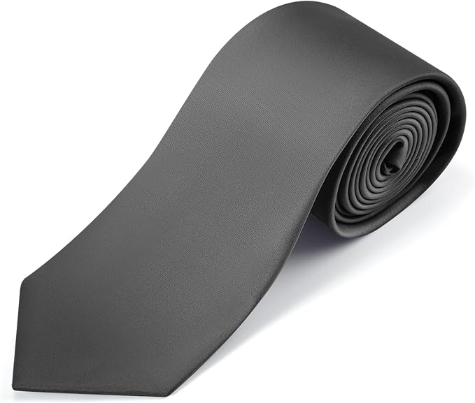 Black Tie Set in Gift Box Mens Solid Color 3.15" (8CM) Black Necktie and Pocket Square Set