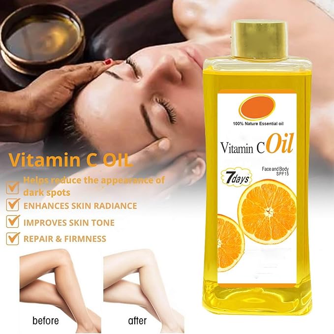 1000ml Vitamin C Oil for Skin Brightening - Organic Vitamin C Oil for Face & Body - Soft 7 Body Oil, Moisturizing