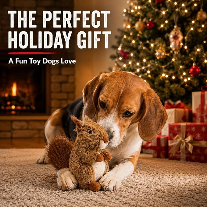 Squirrel Dog Toy Squeak Toys Plush Pet Toys | Interactive Stuffed Animal Toy Stuffed Animals Chew Toy for Dogs | Plush Puppy Toy | Stuffed Squirrel Dog Toy