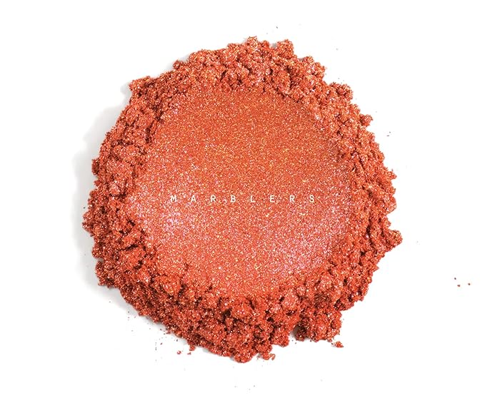 MARBLERS Chunky Natural Mica Powder [Blood Orange Pearl] 0.11oz (3g) | Highly Pigmented | Non-Toxic, Vegan, Cruelty-Free | Eyeshadow, Body Butter, Nail Polish, Nail Art | Party, Body, Face Makeup