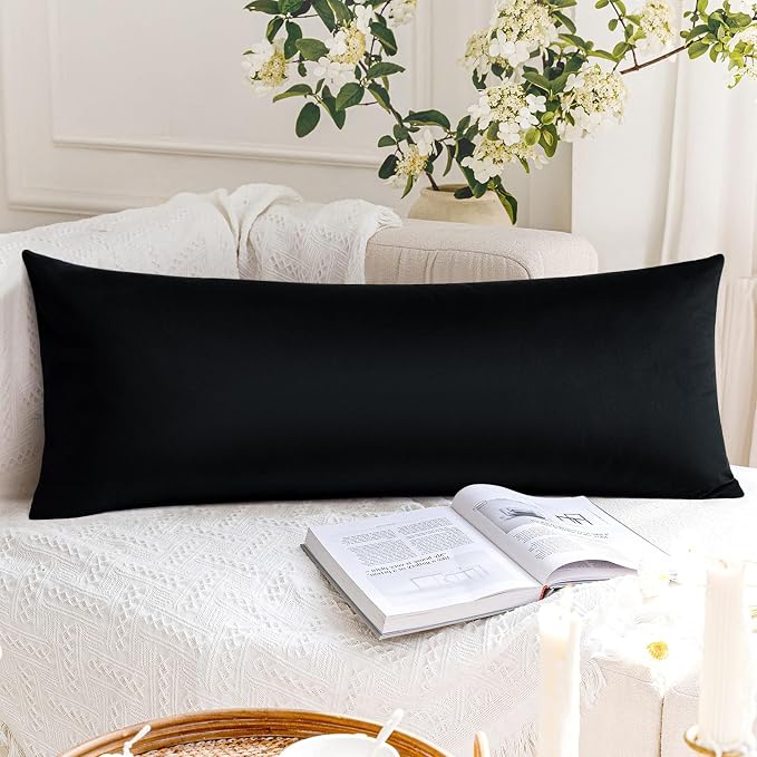 Artscope Luxury Velvet Lumbar Pillow Cover Super Soft Decorative Rectangle Throw Pillow Covers Case Cushion Covers for Sofa Couch Bedroom Car Decor 14x36 Inch Black
