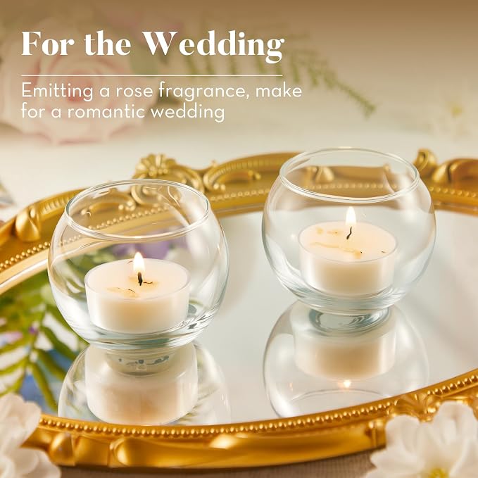 Ashlux 4-Hour Acrylic Jasmine Soy Wax Scented Tea Lights, 16 Pack Bulk | 4-Hour Long Burning, Non-Paraffin, Smokeless, Tealight Candles for Weddings, Table Centerpieces, Home Decor & Christmas