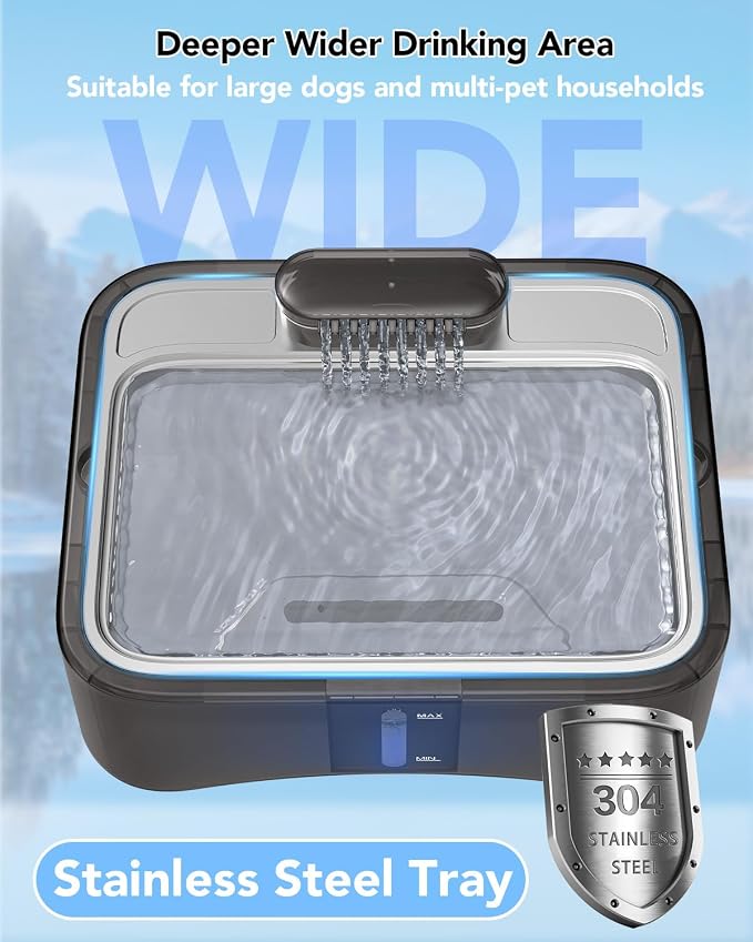UPSKY Cat Water Fountain, 2.25Gal Large Capacity for Multi-Pet Homes | Ultra Quiet 304 Stainless Steel, Anti-Clog Pump with 4 Filters, Non-Slip Mat Included, Easy to Clean, Smart LED & Anti-Dry