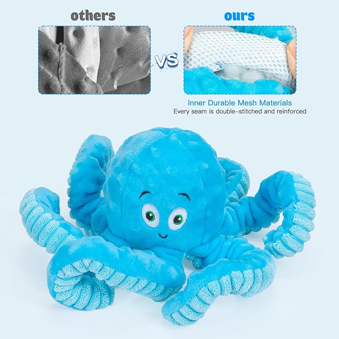 Dog Toys for Aggressive Chewers Indestructible Squeaky Dog Toys Octopus-Tug of War Dog Toys for Large Breed Tough Interactive Stuffed Dog Chew Toys for Puppies Small & Large Dogs