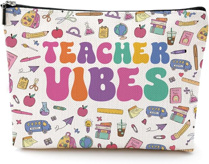 Inspirational Teacher Gifts Cosmetic Bag Teacher Appreciation Gifts Makeup Bag New Teachers Gift Stuff Retirement Gift for Women Counselor Teachers of The Year Christmas Birthday Makeup Pouch