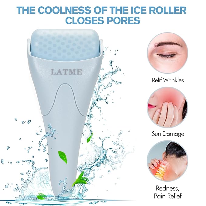 LATME Ice Roller for Face Eyes,Womens Gifts,Face Massager Roller Puffiness Migraine Pain Relief and Minor Injury (Smoggy Blue)