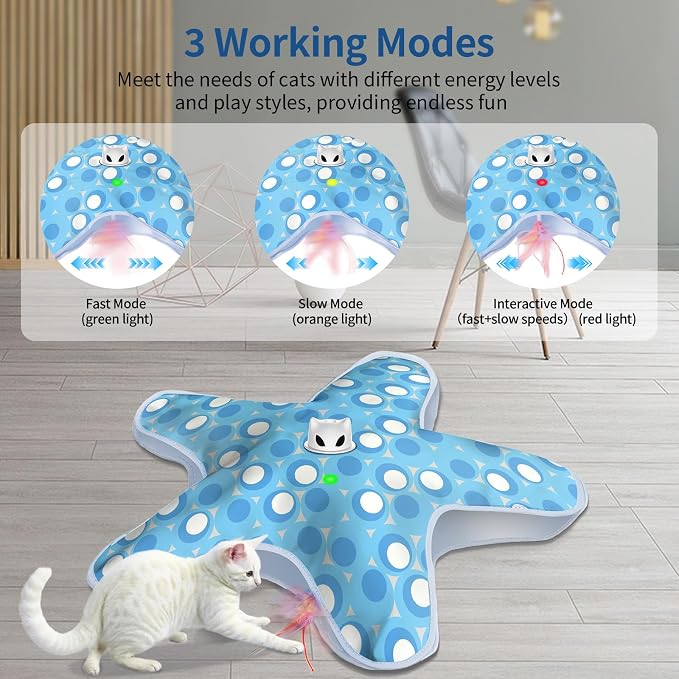 Interactive Cat Toys for Indoor Cats with Moving Concealed Feathers