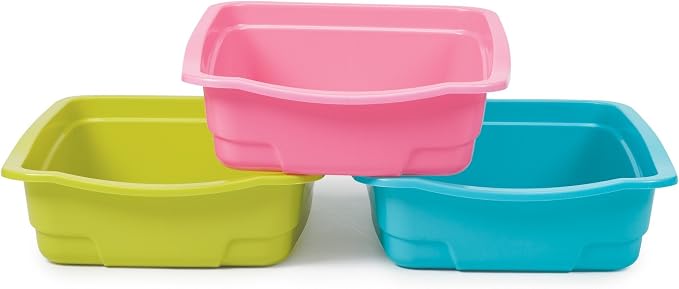 Litter Pans — Brightly Colored Assorted Litter Pans for Cat Litter, 6-Packs