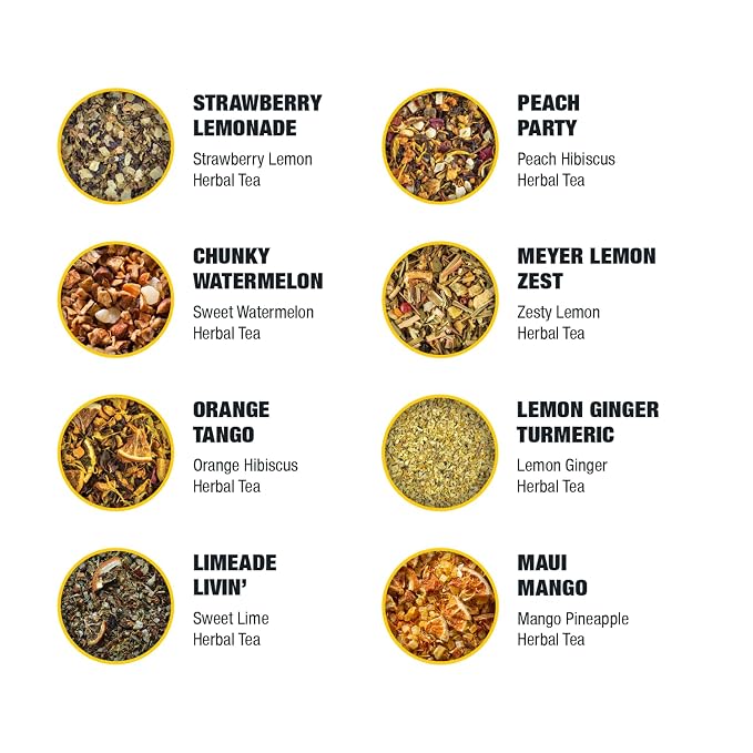 Tiesta Tea - Caffeine Free Tiesta Tasting Sampler Dry Flight Set, Loose Leaf, No Caffeine, Makes Hot & Iced, Assorted Tea Sets with Herbal, and Fruit Blends, 25 Resealable Sample Pouches