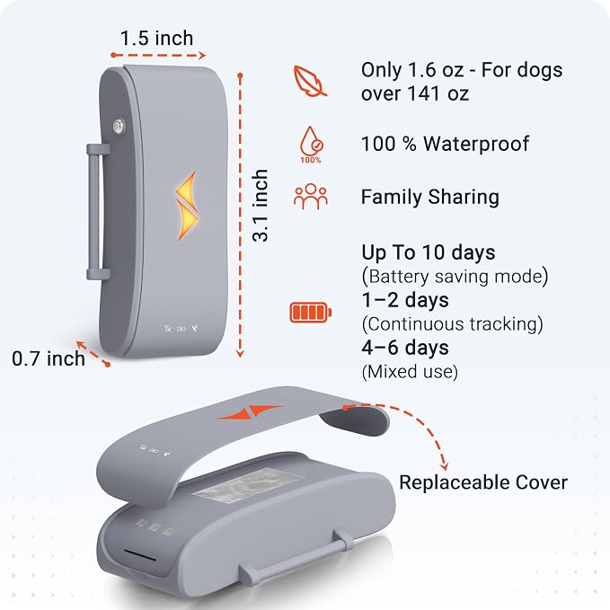 PAJ Dog GPS Tracker 3-Month Subscription Included, Real-time Pet Tracking