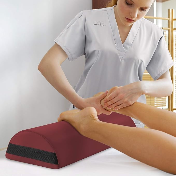 Saloniture Jumbo Half Round Massage Table Bolster Under-Knee Pillow Pad - 26 x 9 x 4.5 Inch - Burgundy