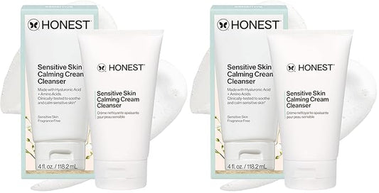 Honest Beauty Sensitive Skin Calming Cream Cleanser,Gently Cleanses Hydrates Calms,Hypoallergenic,Fragrance-Free,Vegan,4 fl oz,(Pack of 2)