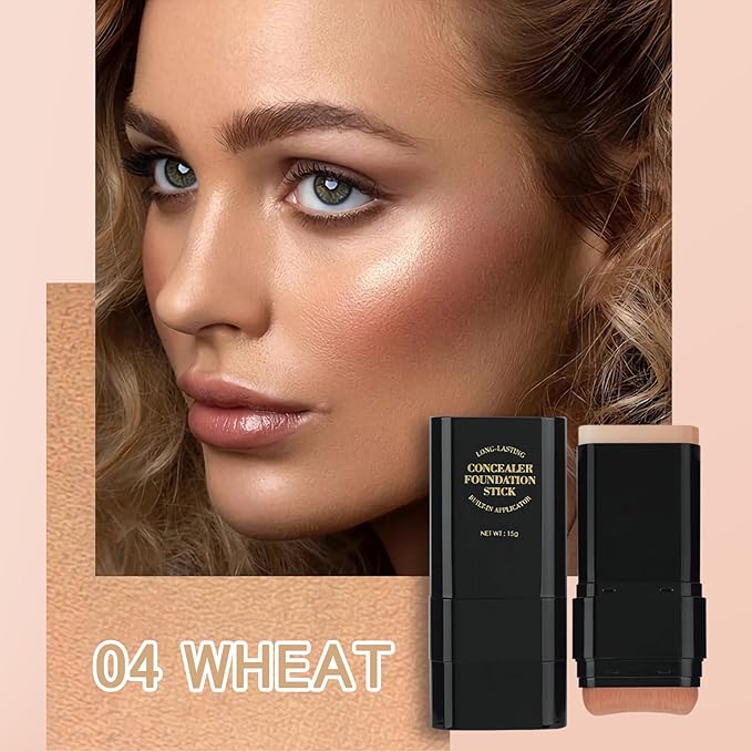 Concealer Foundation Stick, 2 in 1 Dual-Ended Long-Lasting Concealer Stick with Brush, Full Coverage for Beauty Face Makeup