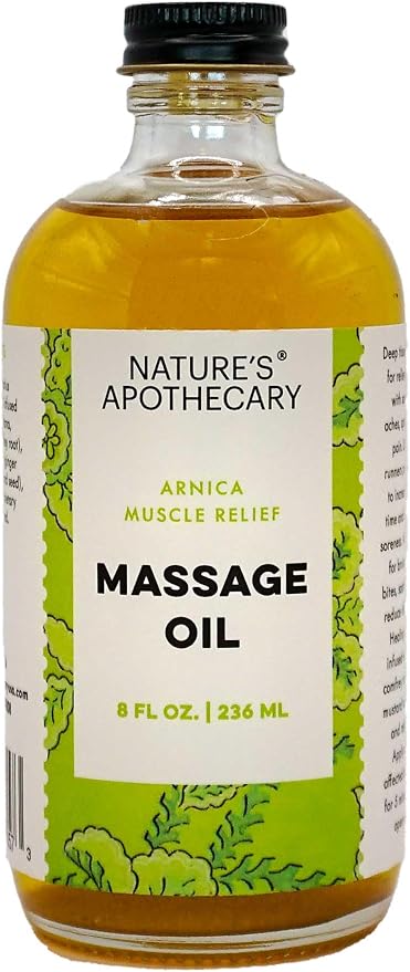 All-Natural Arnica Muscle Relief Massage Oil - 8 oz | Plant-Based Topical Swelling, and bruising Relief, Essential Oils & Menthol soothes and Cools Sore Muscles, Hypoallergenic Made in USA