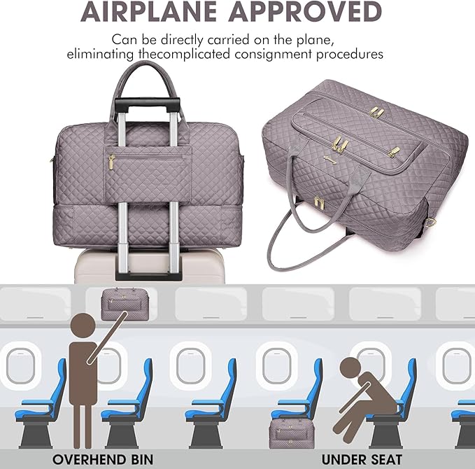 Large Women Travel Duffle Bag, Weekender Bags for Women with Shoe Compartment, Carry on Overnight Bag with Toiletry Bag, Gym Duffel Bag with Wet Pocket, Hospital Bags for Labor and Delivery 3 PCS Set