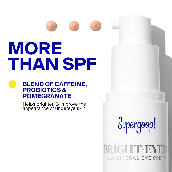 Supergoop! Bright-Eyed Mineral Eye Cream, 0.5 fl oz - SPF 40 PA+++ Hydrating & Illuminating Mineral Sunscreen - Under Eye Cream for Dark Circles & Puffiness - Revives Tired Eyes