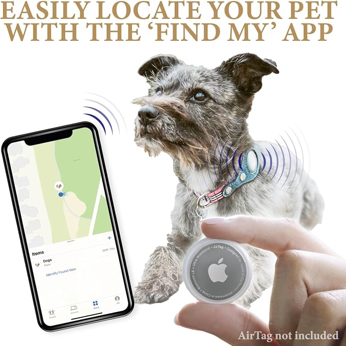 Airtag Dog Collar for Apple Airtag, GPS Tracking Soft Adjustable Collar for Small, Medium, Large Dogs, Smart Collars for Dogs and Cats (Beige Plaid & Denim, Large)