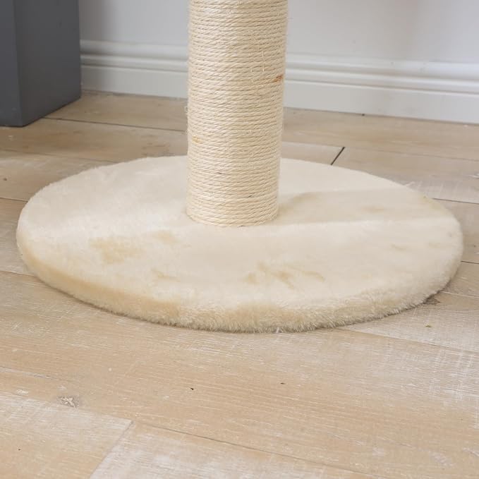 Cat Tree Tower with Rattan Weaving Cat Nests Washable Cushions Sisal Scratching Posts Window Perch for Large Cats up to 20LBS