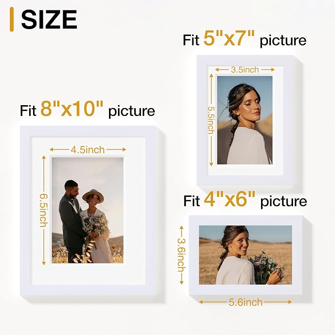 Vittanly 15 Pack Picture Frames Collage Wall Decor, Wall/Tabletop Display | White, Multi-Size Gallery Wall Frame Set: 3pcs 8x10, 6pcs 5x7, 6pcs 4x6. Picture Frame Set for Family