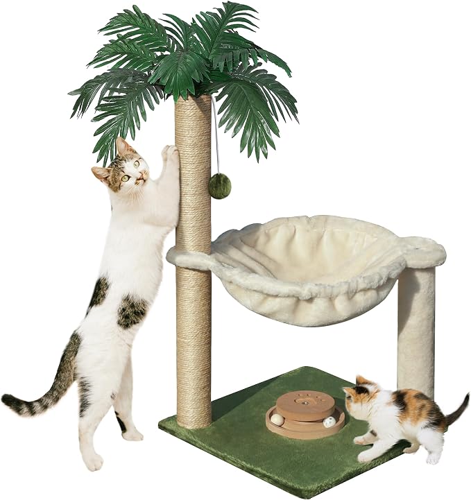 Fantasreen Cat Tree 28'' with Hammock & Interactive Toy for Indoor Cats