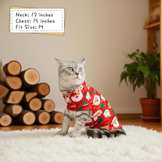 Christmas Cat Sweater Warm Fleece Pet Clothes for Cats Only | Soft Cat Vest Puppy Hoodie Coat, Fall Cold Winter Sweatshirt Pullover Clothing also for Small Dogs, Xmas S
