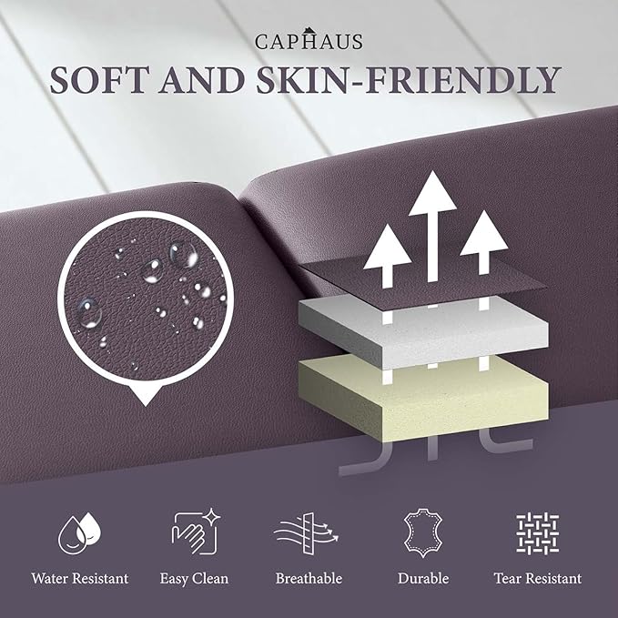 CAPHAUS 84 Inch Memory Foam Massage Table, 28 Inch Wide Foldable & Portable Massage Bed, Facial Cradle Salon Bed Wooden Legs & Carry Case, Height Adjustable Spa Bed, Purple