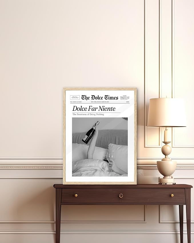 iHery 12x16in Dolce Far Niente Unframed Newspaper Wall Art | Unframed Canvas Print, The Sweetness of Doing Nothing Decor for Bedroom 1Pack