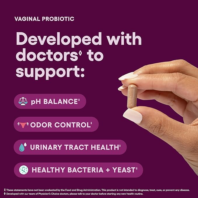 Physician's CHOICE Vaginal Probiotics for Women - pH Balance, Odor Control, Yeast Balance, Vaginal Flora & Feminine Health - 6B CFU with Organic Prebiotics and Cranberry Extract - 30 CT (Pack of 3)