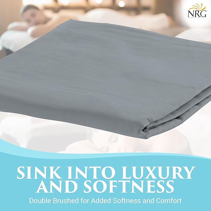 Deluxe Flannel Flat Massage Table Sheets by NRG - 100% Cotton Flannel Massage Linens - 160 GSM, 200 Thread Count - Soft Double Brushed Cotton - Oversized for Better Coverage - 63" x 100" - Color Ocean