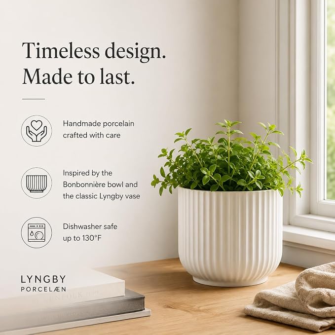 Lyngby Porcelaen Flowerpot | White Porcelain | 4.5 Inches