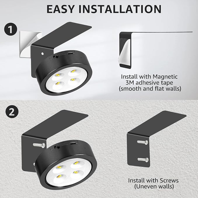 MIOBLUE 3Pack Rechargeable Battery Pictureainting Light with Remote Control Dimmable and Timer, Magnetic Art Display Puck Light 3 Lighting Modes for Paintings Wall Decor